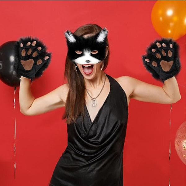 Halloween Plush Fox Costume Set - Includes Mask, Collar, Tail, and Paws