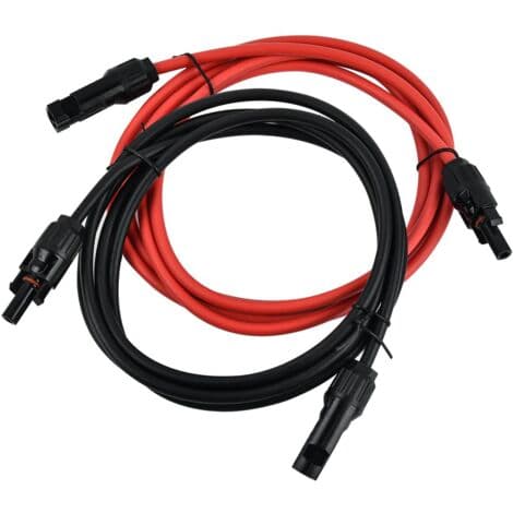 Solcelleforlængerledning Solcellepanel forlængerkabel med MC4-stik Rød + sort par, 14AWG 3 meter / 10 fod