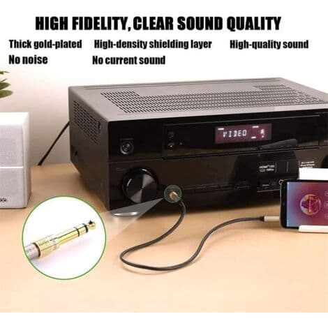 6,35 mm han til 3,5 mm hun jack-adapter, hovedtelefonstik til lydmixer/elektrisk klaver/keyboard