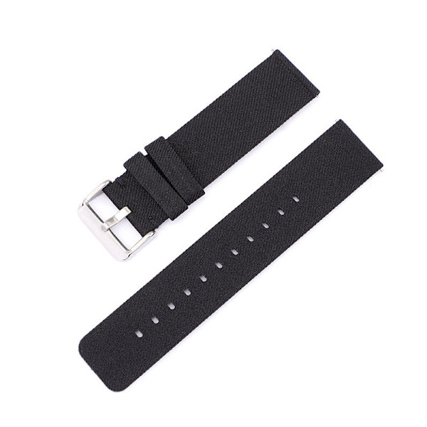 Black Canvas Watch Strap with Silver Buckle 14 mm 20 mm