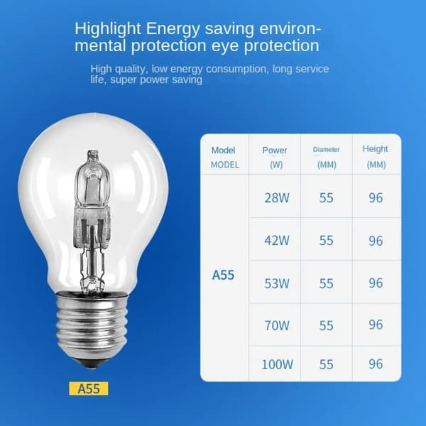 Høykvalitets halogenpærer, erstatter spotlightpærer, downlight, spot 28W -A55 E27