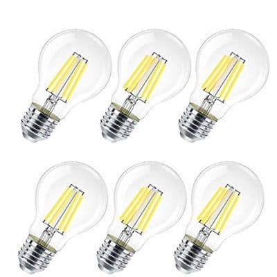6 kpl E27 LED-lamppuja, 8W (vastaa 80W), A60, kirkas, ei himmennettävä, 6500K kylmä valkoinen valo