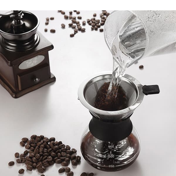 400 ml Pour Over Kaffebrygger med Filter - Klart Glas