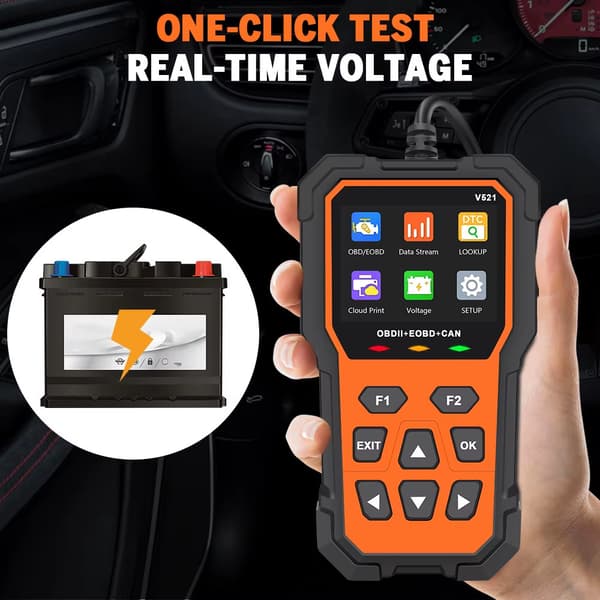 Car Engine Fault Code Reader OBD2 Scanner with Color Screen, Battery Test, Real-time Data and Fault Code Library
