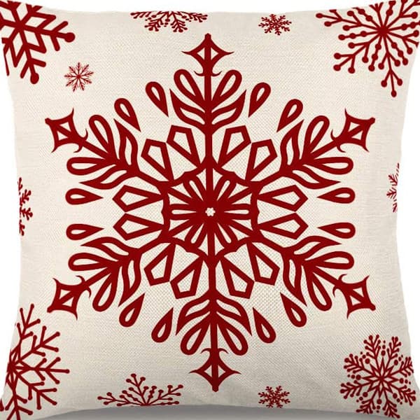 Jul Kuddfodral Juldekorationer Prydnadskuddar Soffa Soffdekorationer Set med 4 Snöflinga