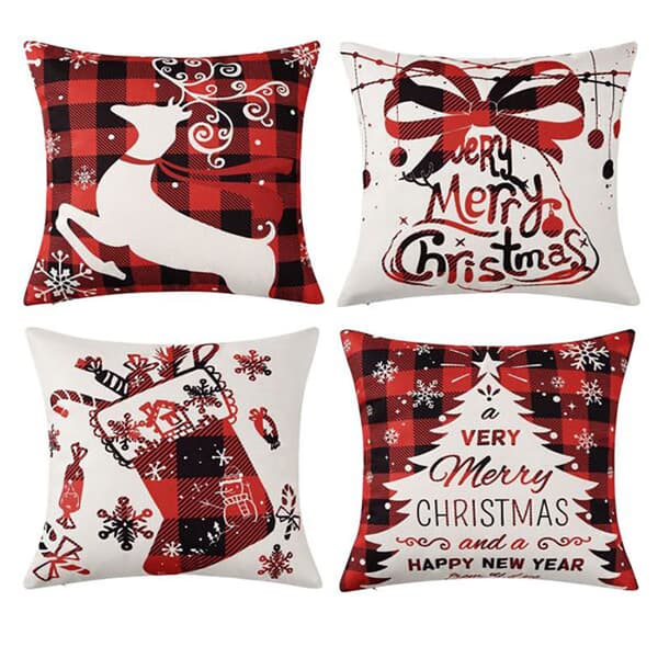 Jul Soffa Kuddfodral Inomhusdekorationer Juldekor Hem Soffa 45x45cm Set med 4