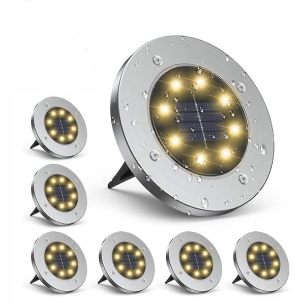 Utendørs solcellelampe, gabless utendørs solcellelys 6 stk, utendørs solcellelampe 8LED, utendørs solcelle spotlight