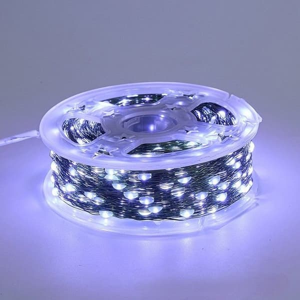 20M 200LED ljusslinga, USB-driven, vattentät grön koppartråd, blinkande lampor för jul, kallvit