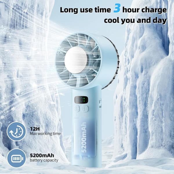 Bærbar luftkøler. Lommeventilator med indbygget batteri og justerbar ventilatorhastighed (1-100, sort).