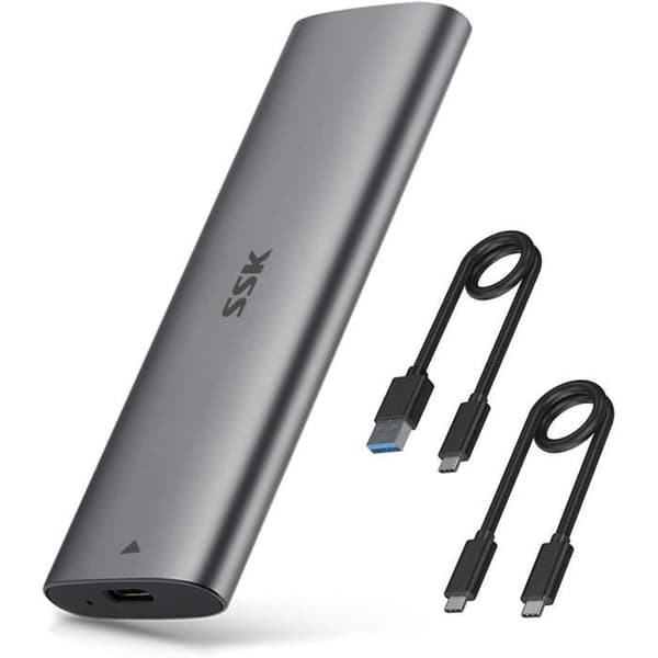 SSK Aluminium M.2 til USB NVMe SATA SSD Kabinet, Værktøjsfrit USB 3.2 Gen 2 10Gbps NVMe PCI-E 6Gbps SATA M-Key/B+M Key