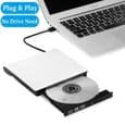 Bærbar USB 3.0 Ekstern DVD-brenner/leser, DVD-RW 8x, CD-R 24x, Hvit