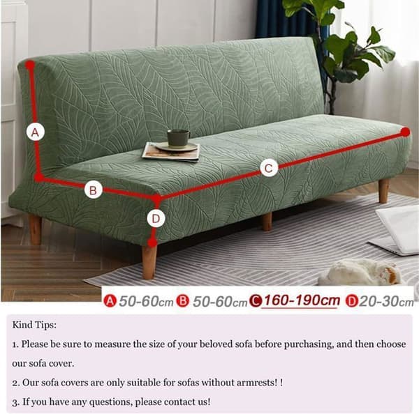 Jacquard sofföverdrag, töjbart, vattentätt, universellt, armlöst, beige, 160-190cm