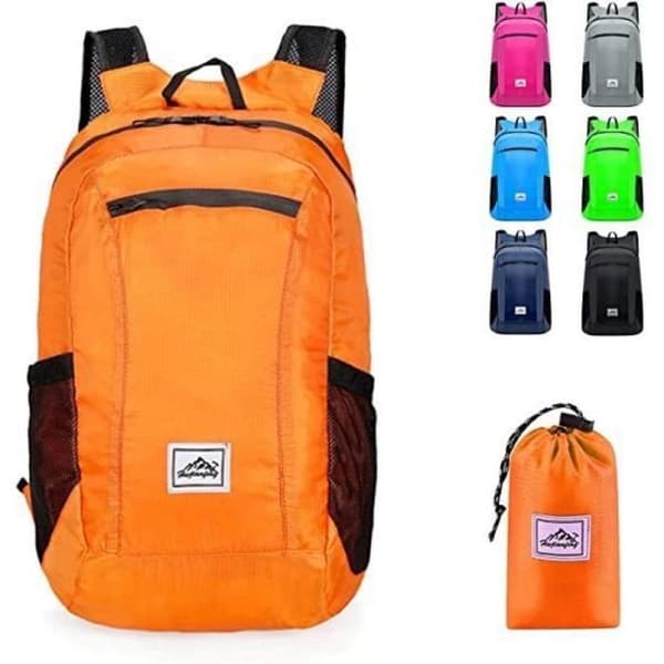 Vandretaske - Orange - Sammenfoldelig - Ultralet - Vandtæt - 20L Orange