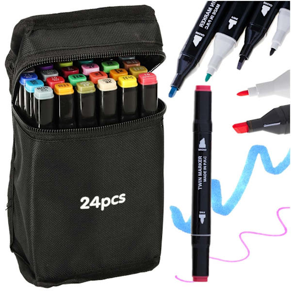 Dual-Sided Alcohol-Based Ink Markers – 24-Pack