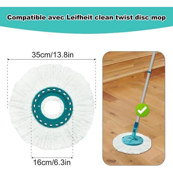3 stk. udskiftningsmoppehoved, kompatibel med Leifheit Clean Twist Mop, udskiftningsmoppehoved til moppesæt L