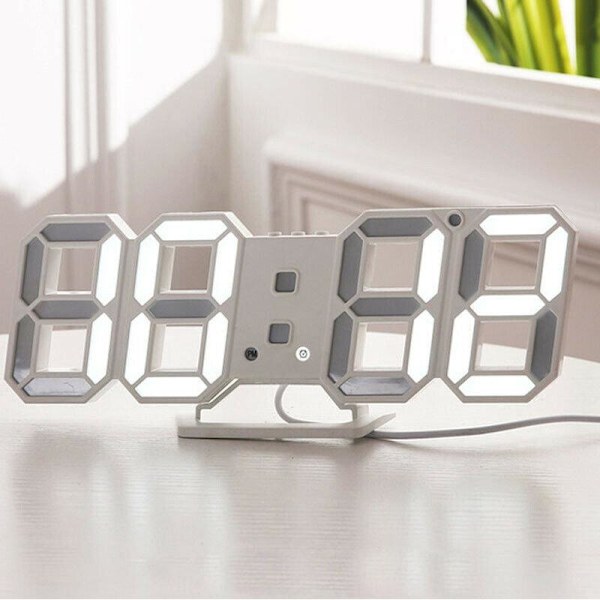 Digital 3D Clock - White