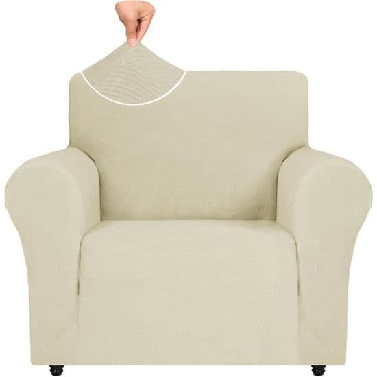 Stretchfåtöljöverdrag - Beige - 1-sits sofföverdrag med armstöd - Hundsoffskydd