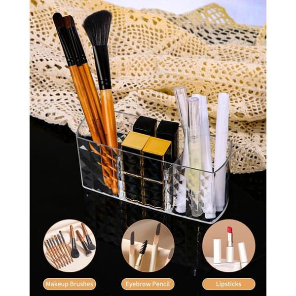 2-delt makeupopbevaringsboks-organizer, 3-rums børsteorganizer, makeupbørsteopbevaring