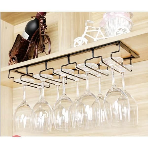 Hängande glasställ 50cm - Svart - 10 platser - Samtida design