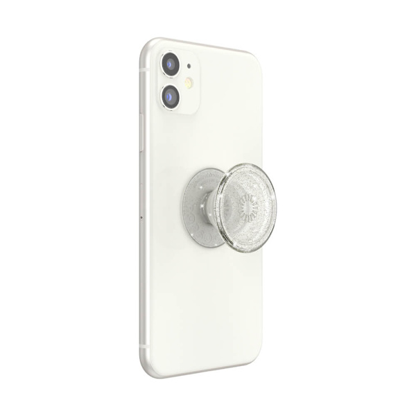 POPSOCKETS Klar Glitter Sølv Aftageligt Greb med Standerfunktion
