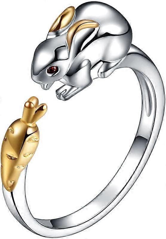 Kaninring Kvinnlig Maskot Presenter till Vänner Ringar Present Litet Ringset Silver