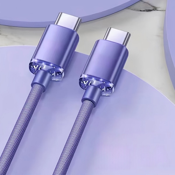 Universal Charging Cable 2-pack: 120W Fast Charging, Automatic Shutdown, Compatible with Huawei, Samsung, APPLE, Garmin Purple 1 m