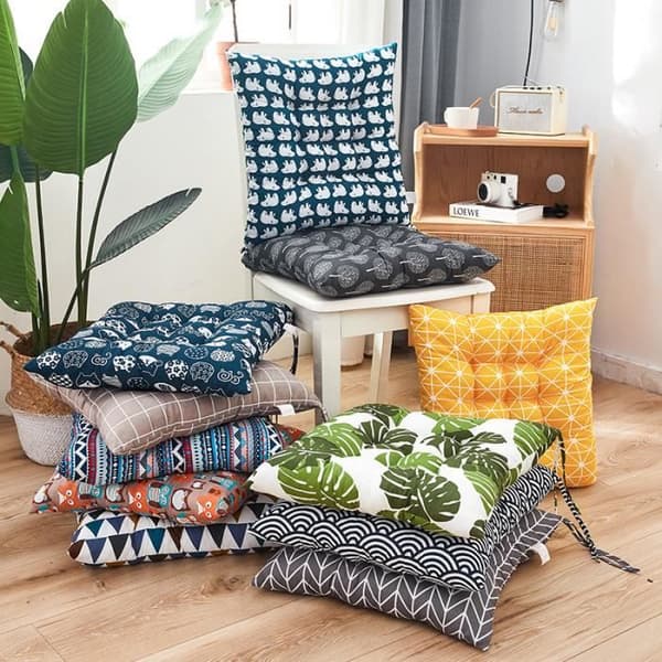 Set med 6 stolsdynor, 40x40 sittdynor, dekorativa stolsdynor, trädgårdsdynor, stil N