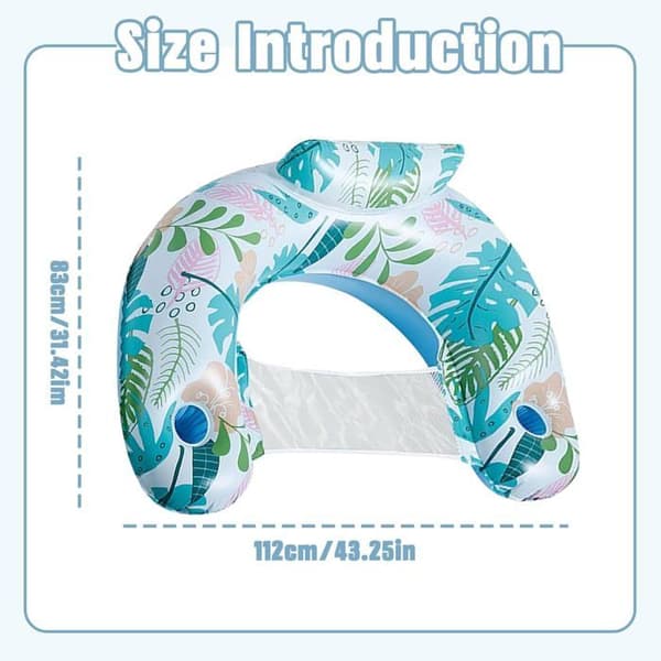 U-formet oppustelig poolmadras - Med kopholder - Polyester - 100 kg bæreevne