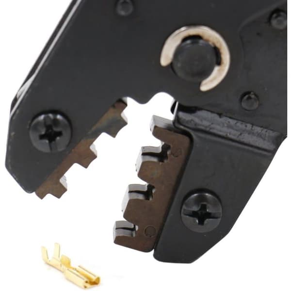 Mini skralde-krympetang, SN-48B, til krympning af uisolerede terminaler, til brug med 0,5-1,5 mm² orange ledning