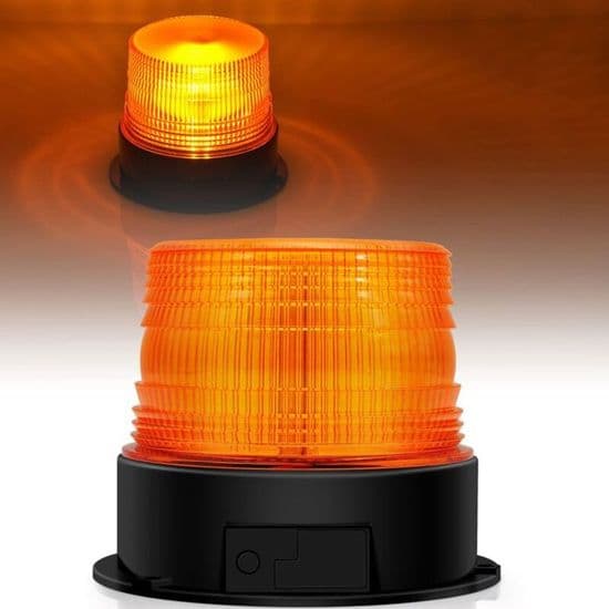 Oppladbar trådløs LED-varsellampe - 12V-24V - Oransje - Strobelys - Magnetisk base