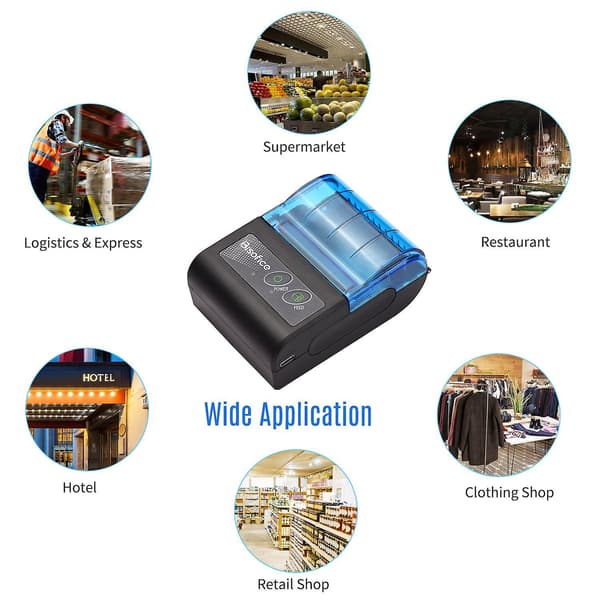 Bisofice Bærbar Mini Termisk Printer 2 tommer Trådløs USB Kvitteringsprinter med 58 mm P