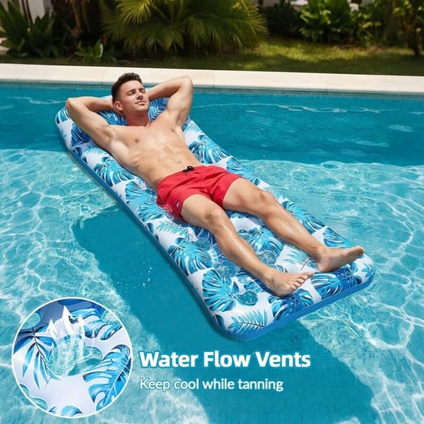 Poolflottar. Poolmadrass med nackstöd. Bekväm uppblåsbar flytande hängmatta.