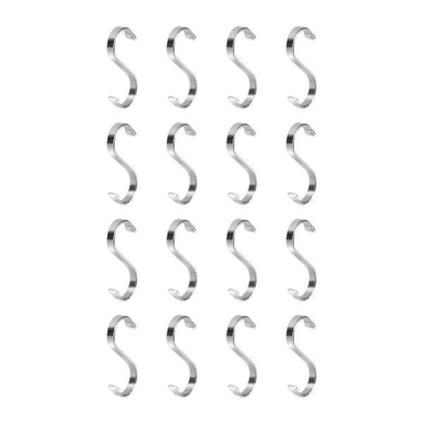 S-Hooks in Stainless Steel 16-pack Silver 7 cm