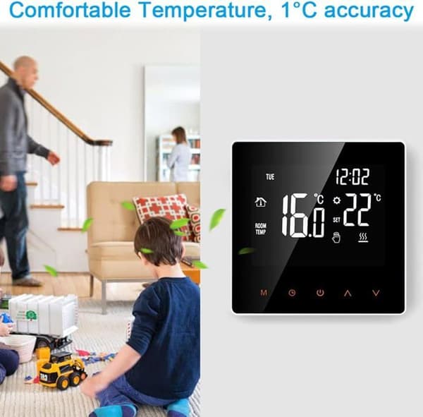 16A Digital Termostat - LCD-skærm - Touchscreen - Programmerbar - Til Hjem, Skole, Kontor, Hotel, Hvid