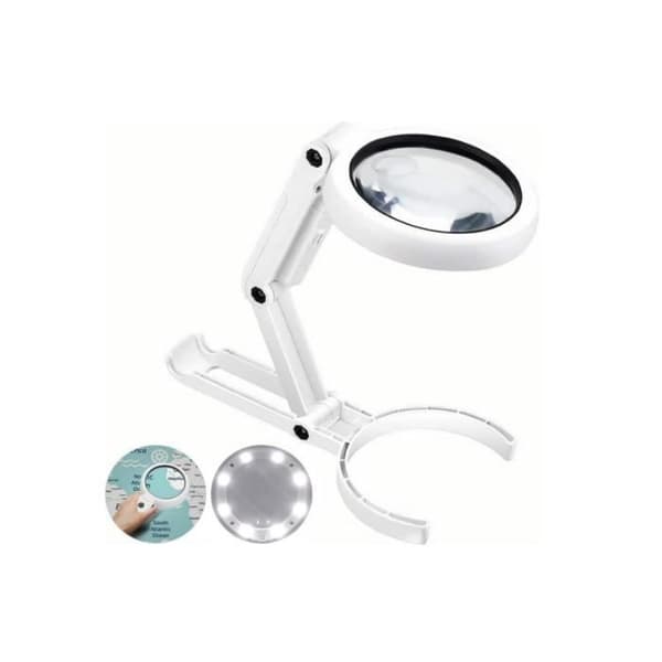 Opplyst forstørrelsesglass - Ikke spesifisert - 5X 11X - Sammenleggbart stativ - 8 LED - Høydejusterbart