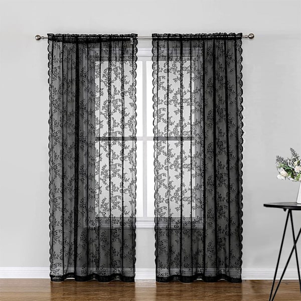 Sorte blonde gardiner 2 stk. Sort 100 x 200 cm
