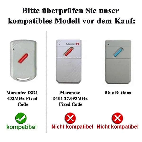 Fjernkontroll for garasjeportåpner, 433MHz, for Marantec Digital