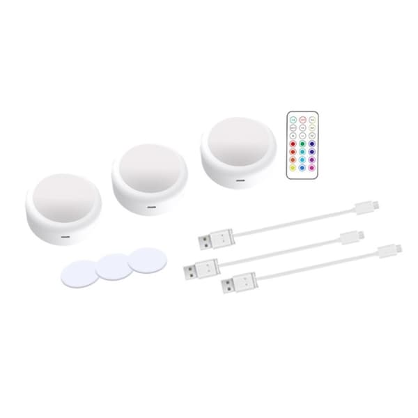 Rechargeable LED Spots 13 RGB Colors 3-pack White