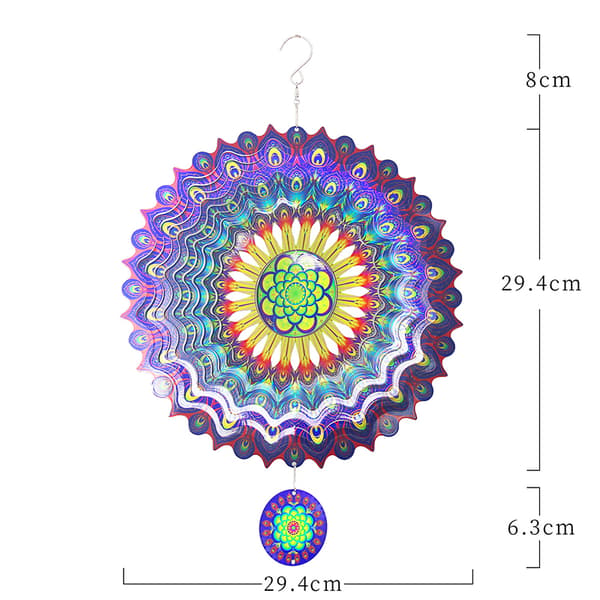 3D-roterende Mandala vindspill - Blå Lilla