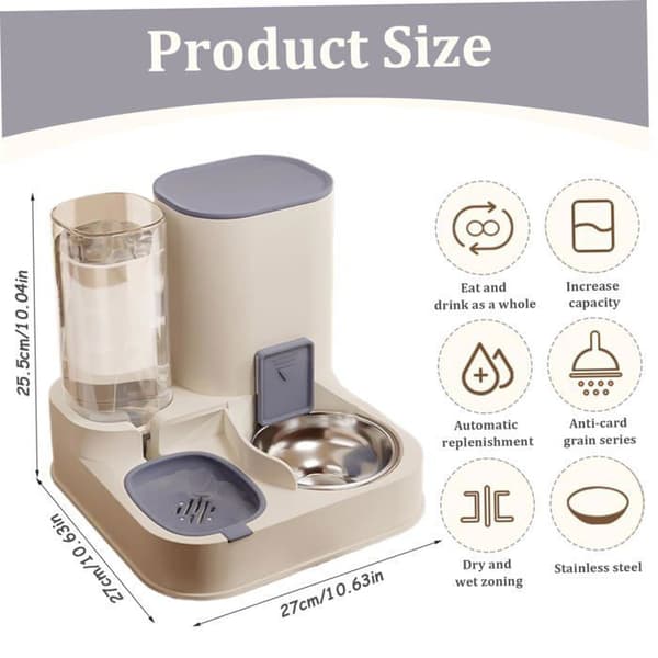 2-i-1 Automatisk Kattefôrautomat, Avtakbar Kattefôrdispenser