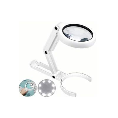 Belyst förstoringsglas - Ej specificerat - 5X 11X - Vikbart stativ - 8 lysdioder - Justerbar höjd