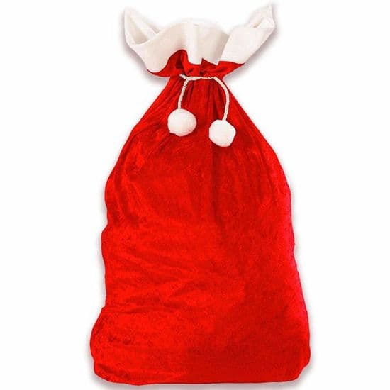 Tomtens säck - 1 stor röd sammetsjulklappspåse, röda presentpåsar, kostym