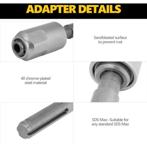 SDS Max til SDS Plus Adapter Borechuck 40 Kromstål Omformer Skaft Hurtigutløser Verktøy for Enhver Standard SDS Max Drill