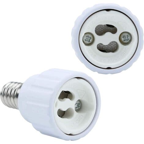 4x E14 til GU10 Lampefatningsadapter i Hvit - Sett med 4 omformere for LED-pærer