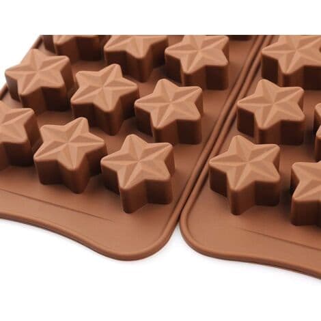 15-hulrum stjerneformet chokoladeform, non-stick fødevaregodkendt silikoneformsæt til slikgelé, isterninger