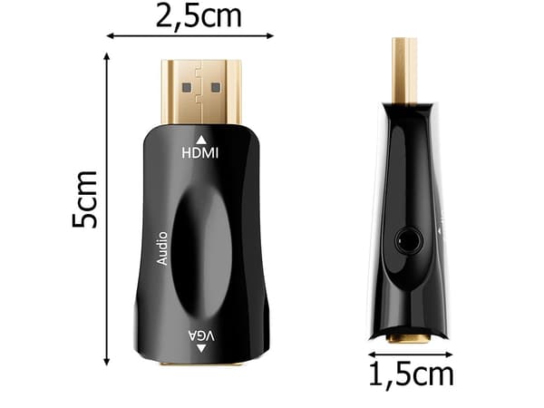 HDMI-VGA-sovitin 3,5 mm AUX-liitännällä