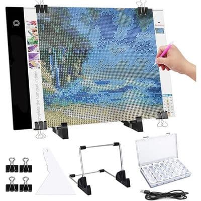 A4 LED-lysplade til diamantmaling broderi, justerbar lysstyrke, DIY diamantmalingsværktøjssæt