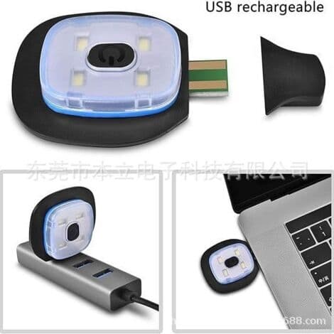 Lysende lue, USB oppladbar 4 LED løpehatt hodelykt vanntett vinterlys gaver til menn og kvinner