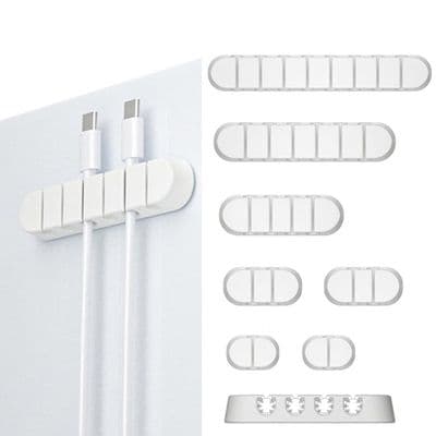 [7 deler] Selvklebende kabelorganisering, for stasjonær datamaskin, USB-ladekabel, hjemmekontor - hvit