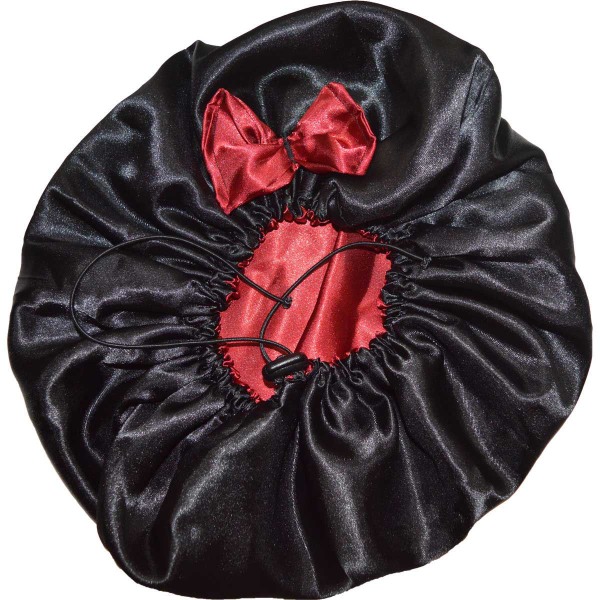 Sovmössa satin bonnet med handsydd dekoration Lila/Svart M